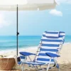 Portable Beach Chair With Removable Headrest, Folding Beach Chair With Backrest, Adjustable Backrest Up To 180, With Cup Holder -Flymo Shop portable beach chair with removable headrest folding beach chair with backrest adjustable backrest up to 180 with cup holder6955880306770 01c MP