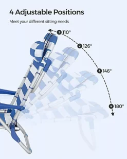 Portable Beach Chair With Removable Headrest, Folding Beach Chair With Backrest, Adjustable Backrest Up To 180, With Cup Holder -Flymo Shop portable beach chair with removable headrest folding beach chair with backrest adjustable backrest up to 180 with cup holder6955880306770 03c MP