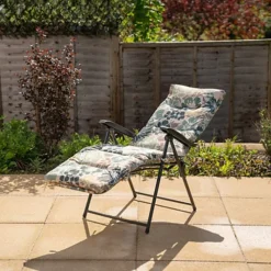 Primrose Floral Pattern Garden Recliner Sun Lounger Patio Chair Garden Reclining -Flymo Shop primrose floral pattern garden recliner sun lounger patio chair garden reclining5056228372134 02c MP