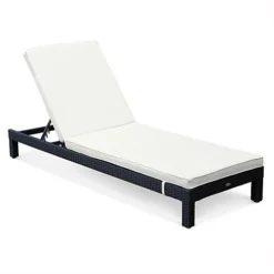 Set Of 2 Rattan Sun Loungers Ready Assembled Reinforced Aluminum - Pisa - Black Rattan Off-white Cushion -Flymo Shop set of 2 rattan sun loungers ready assembled reinforced aluminum pisa black rattan off white cushion3760216535303 03c MP