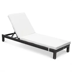 Set Of 2 Rattan Sun Loungers Ready Assembled Reinforced Aluminum - Pisa - Brown Rattan Off-White Cushion -Flymo Shop set of 2 rattan sun loungers ready assembled reinforced aluminum pisa brown rattan off white cushion3760216535327 03c MP