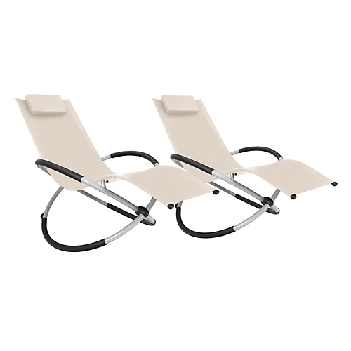 Smart Living Zero Gravity Rocking Sun Lounger Chair With Pillow Beige 5 Smart Living Zero Gravity Rocking Sun Lounger Chair With Pillow Beige - Image 3