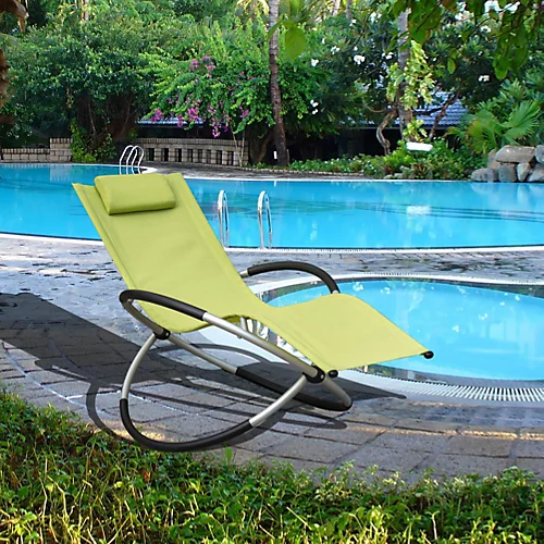 Smart Living Zero Gravity Rocking Sun Lounger Chair With Pillow Green 4 Smart Living Zero Gravity Rocking Sun Lounger Chair With Pillow Green - Image 2