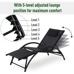 Sun Lounger Half Circle Arms Adjustable Head Footrest Aluminium Frame Black -Flymo Shop sun lounger half circle arms adjustable head footrest aluminium frame black5056399103209 06c MP