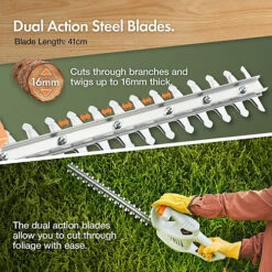 VonHaus Electric Hedge Trimmer, 41cm Blade Length - Bush Cutter With 450W Power, Protective Cover, Safety Trigger & 6m Power Cable -Flymo Shop vonhaus electric hedge trimmer 41cm blade length bush cutter with 450w power protective cover safety trigger 6m power cable5060192524741 03c MP