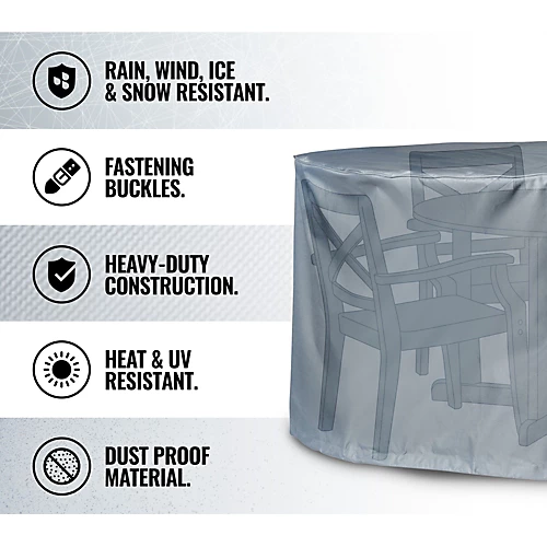 VonHaus Garden Furniture Cover, Waterproof Outdoor Cover For Patio Furniture Set, Grey Polyester W/ Drawstring, 142 X 68cm 6 VonHaus Garden Furniture Cover, Waterproof Outdoor Cover For Patio Furniture Set, Grey Polyester W/ Drawstring, 142 X 68cm - Image 4