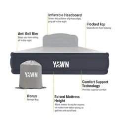Yawn Air Bed Deluxe - King Air Bed + Fitted Sheet -Flymo Shop yawn air bed deluxe king air bed fitted sheet5060784672706 03c MP